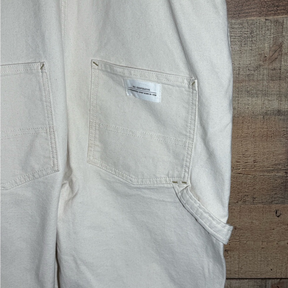 REI Co-op Overalls Women’s Trailsmith Canvas Size 6 Cream Double Knee Bibs Gorp - Picture 6 of 10